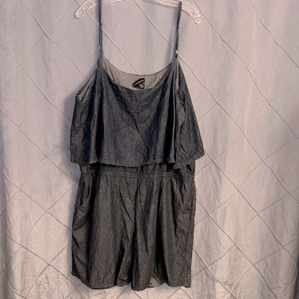 Ashley Stewart Cotton denim, jean romper adjustable with pockets size 20